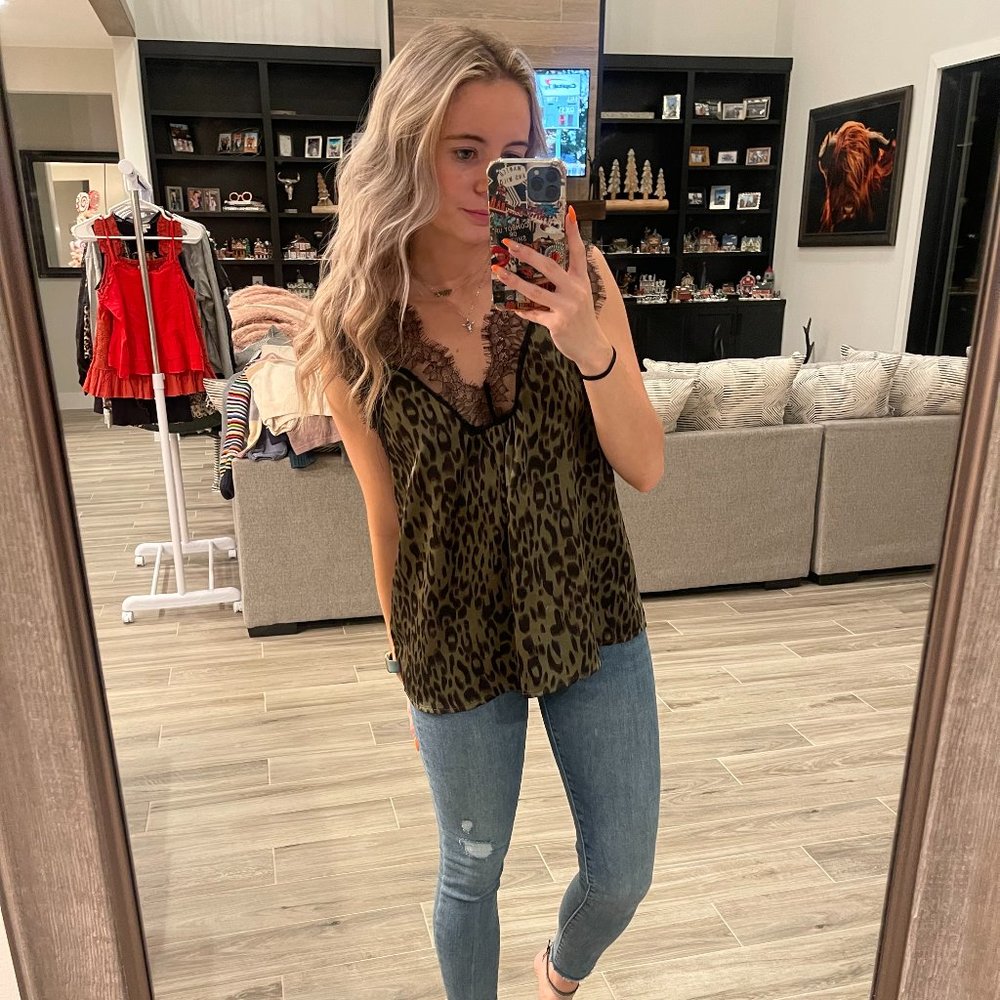 Love Stitch Lace Cheetah Blouse